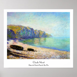 Poster Barcos na praia em Pourville, maré baixa Monet