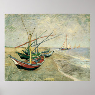 Poster Barcos na praia em Saintes-Maries - Van Gogh