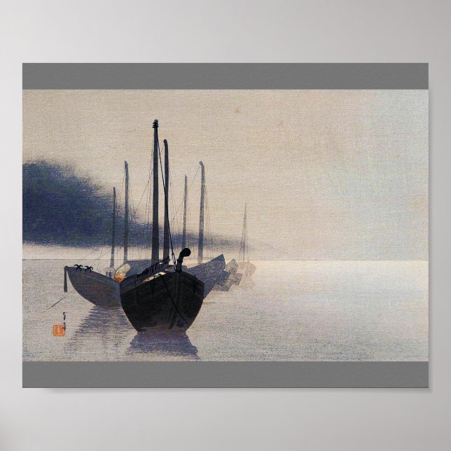 Poster Barcos no Mist, Watanabe Seitei (Frente)