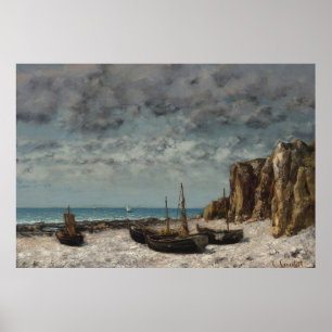 Poster Barcos numa Praia, Étretat – Gustave Courbet
