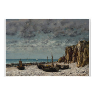 Pôster Barcos numa Praia, Étretat – Gustave Courbet