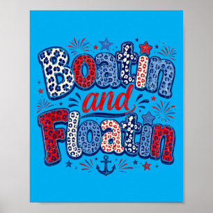 Poster Barcos Patrióticos E Flutuação Verão Barco Vida No