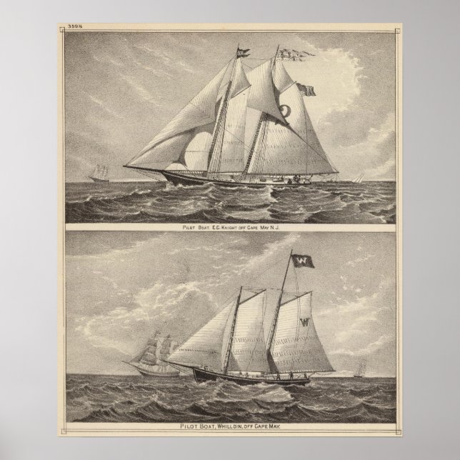 Pôster Barcos-piloto EG Knight e Whilldin (Frente)