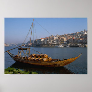 Poster Barcos Rabelo, Porto, Portugal