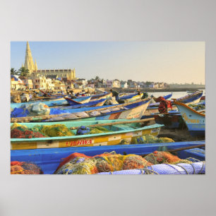 Poster Barcos sendo preparados para a pesca, A Igreja de