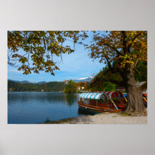 Poster Barcos turísticos no Lago Bled no outono