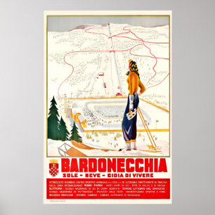 Poster Bardonecchia Turim Itália Esqui Alpes Montanhas