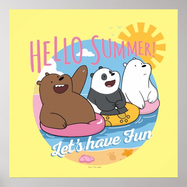 Poster Bare Bears - Olá Summer! Vamos se divirta (Frente)