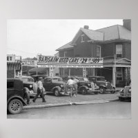 Bargain Used Cars, 1938. Vintage Photo