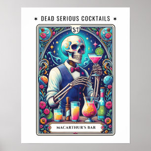 Poster Barman de Tarot Bar Drinks Muito Sérios