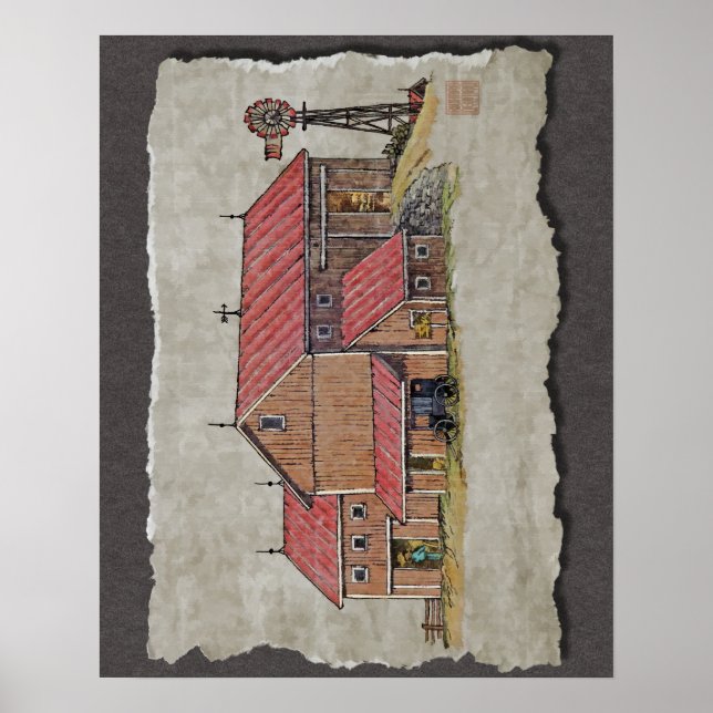 Pôster Barn Buggy & Windmill (Frente)