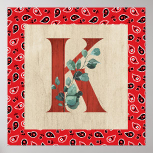 Poster Barn Wood & Bandana - Letra K
