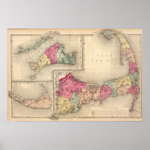 Poster Barnstable, duques, condados de Nantucket