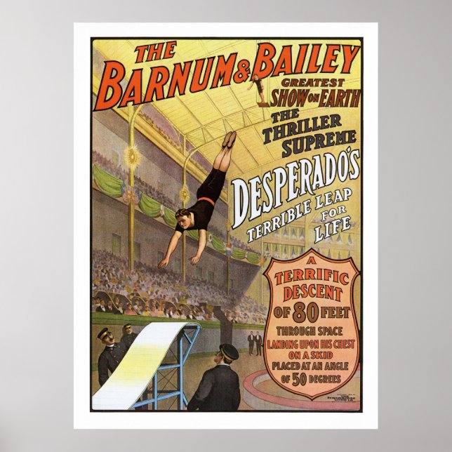Poster Barnum & Bailey Leap para Anúncio de Circo de Vida (Frente)