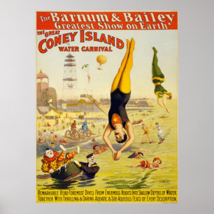 Poster Barnum & carnaval da água de Bailey Coney Island