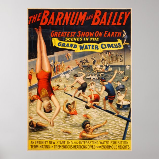 Pôster Barnum e Bailey Grand Water Circus 1895 (Frente)