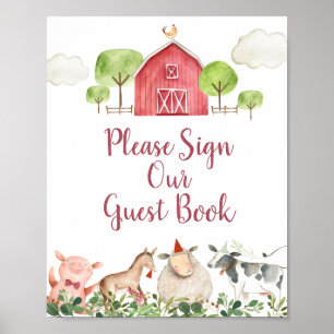 Poster Barnyard de Animais da fazenda Assine nosso Convid