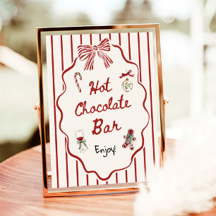 Poster Barra de Chocolate Quente Desenhada à Mão de Natal