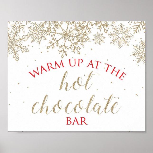 Poster Barra de Chocolate Quente Floco de Neve Dourado Si (Frente)