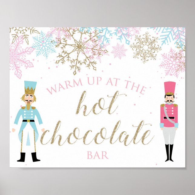 Poster Barra de Chocolate Quente Nutcracker Flocos de Nev (Frente)