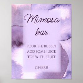 Poster Barra de Mimosa com aquarela violeta roxa
