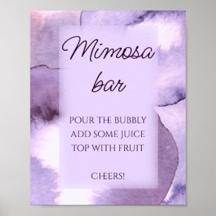 Poster Barra de Mimosa com aquarela violeta roxa