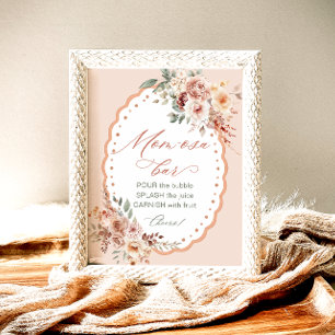 Poster Barra de Mom-osa para Chás de Bebê Florais Boho