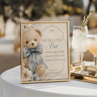 Poster Barra de Mom-osa Urso de Pelúcia Floral