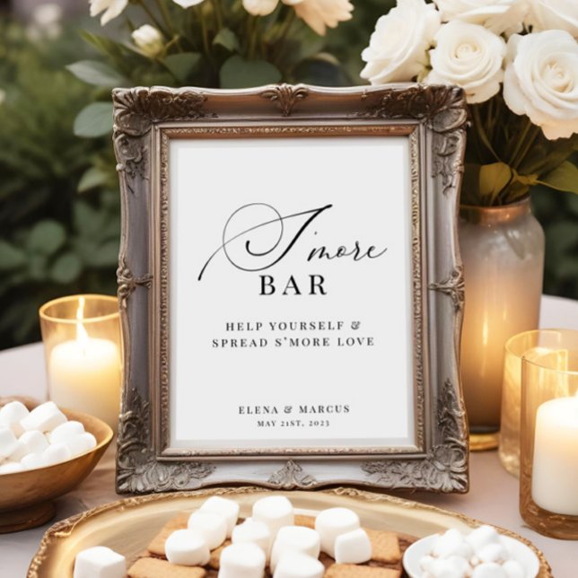 Poster Barra de S'more Casamento Elegante Moderno (Criador carregado)