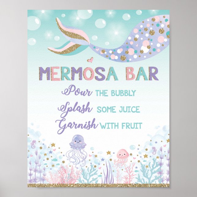 Poster Barra Mermosa Mermaid Mimosa Sinal de Barra Sob o  (Frente)