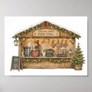 Poster Barraca de Comida do Mercado de Natal para Amantes