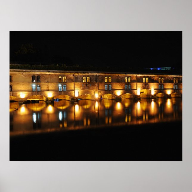 Poster Barragem Vauban em Estrasburgo à noite (Frente)