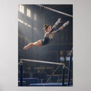 Poster Barras Paralelas Ginástica Feminina Ginasta Voando