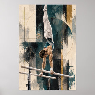Poster Barras Paralelas Ginástica Ginasta Masculino Pino