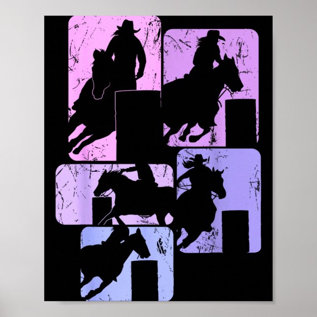 Poster Barrel Racing Horse Barrel Racer Rodeo Cowgirl Wom (Frente)
