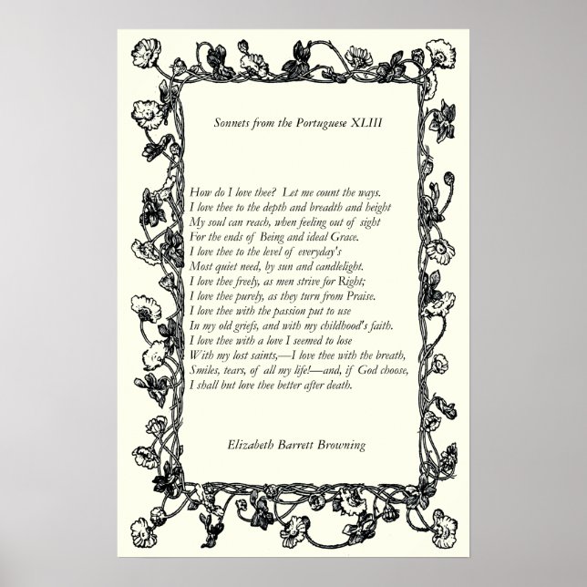 Poster Barrett Browning - Sonnets dos portugueses 43 (Frente)