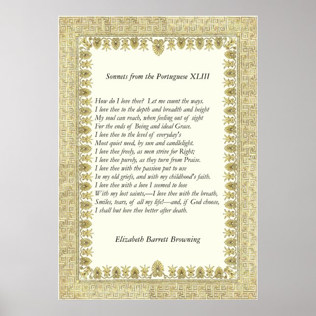 Poster Barrett Browning - Sonnets dos portugueses 43 (Frente)