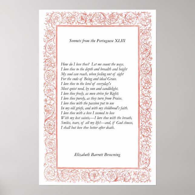 Poster Barrett Browning - Sonnets dos portugueses 43 (Frente)