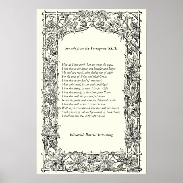 Poster Barrett Browning - Sonnets dos portugueses 43 (Frente)
