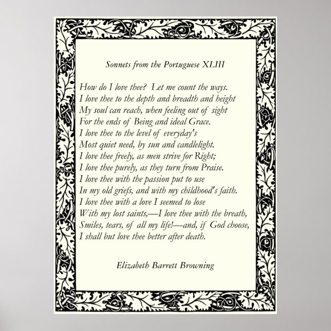 Poster Barrett Browning - Sonnets dos portugueses 43 (Frente)