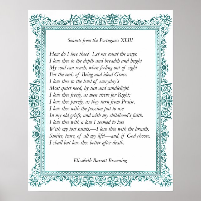 Poster Barrett Browning - Sonnets dos portugueses 43 (Frente)