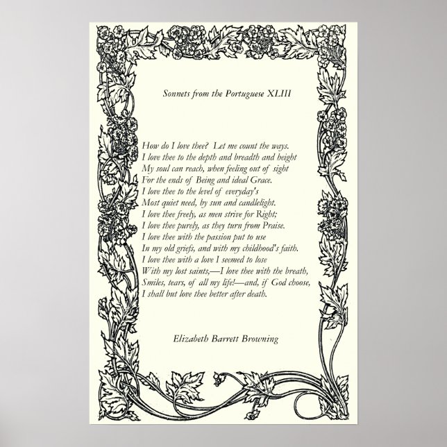 Poster Barrett Browning - Sonnets dos portugueses 43 (Frente)