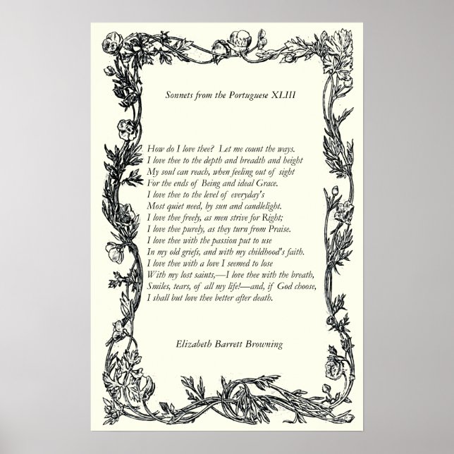 Poster Barrett Browning - Sonnets dos portugueses 43 (Frente)