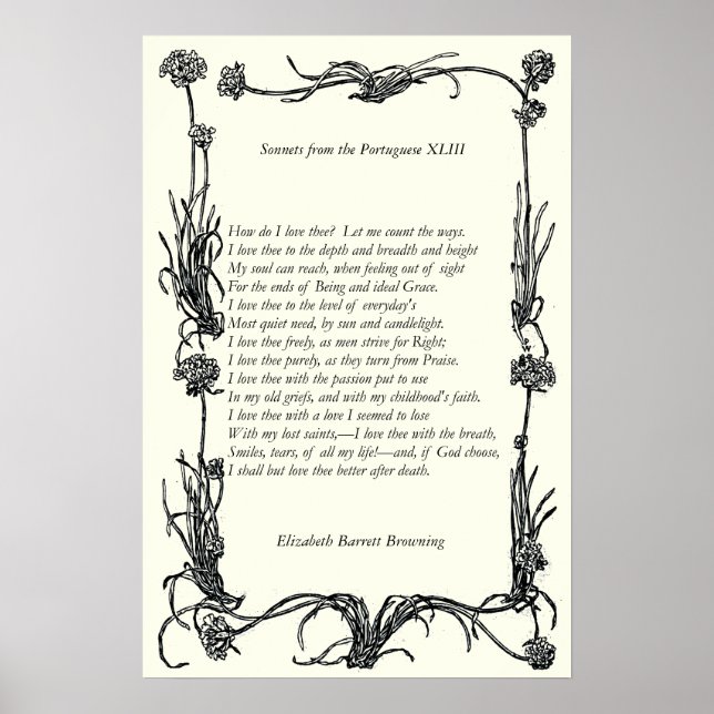 Poster Barrett Browning - Sonnets dos portugueses 43 (Frente)
