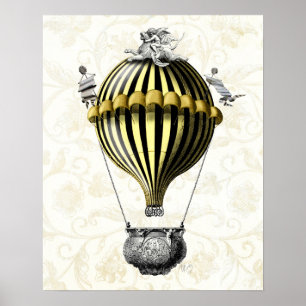 Pôster Barroco - Balão Preto Amarelo