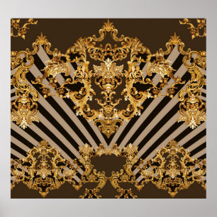 Poster Barroco ouro: padrão geométrico design