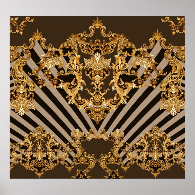 Poster Barroco ouro: padrão geométrico design (Frente)