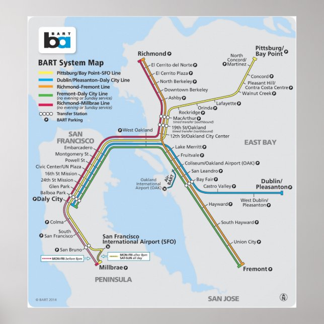 Poster Bart Train Map (Frente)