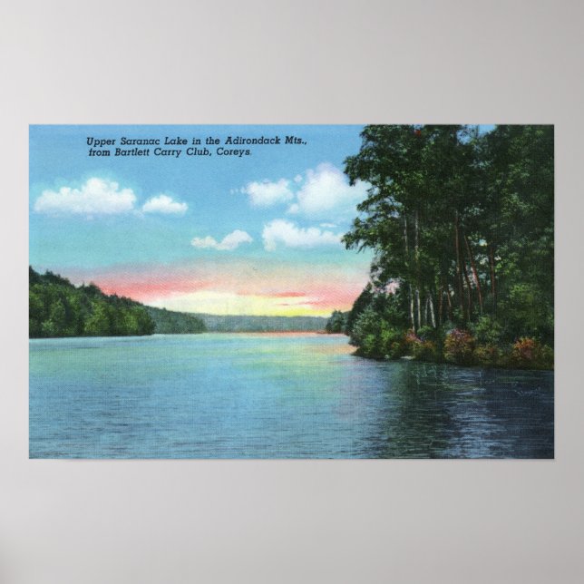 Poster Bartlett Carregar Club View of Upper Saranac Lake (Frente)