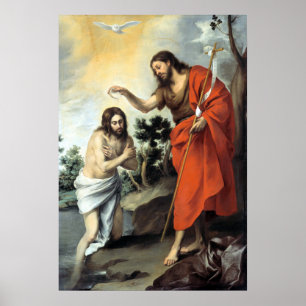 Poster Bartolomé Esteban Murillo o baptismo do cristo